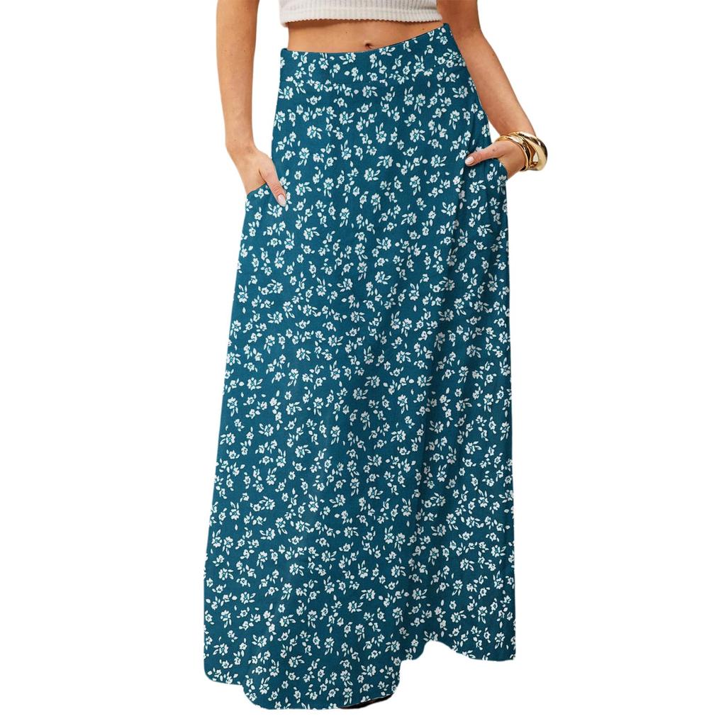 Women's Flowy Maxi Dress Regular Casual Floral Print Summer Bohemian Skirt