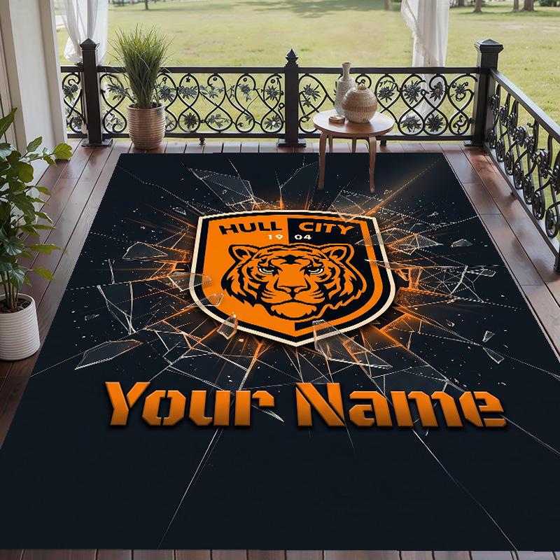 Custom Text Printed Rug Hull City Non Slip Floor Carpet For Home Room Decor