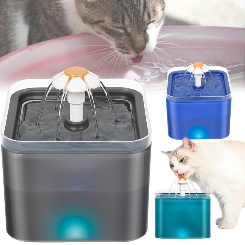 Cat Water 2l Fountain Pet Dog Led Drinking Bowl Automatic Dispenser Shape Cube