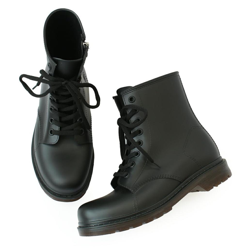 Room Nine Fully Waterproof Rubber Rain Boots with Side Track Lock Korean Perfect for and Black Size M Women's Zipper, Sole, Lace-Up, Design, Snow,