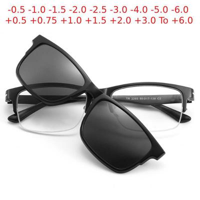 2293 Magnetischer Clip Quadratischer Halbrahmen Myopiebrille 0 -0.5 -1.0 -1.5 -2.0 -2.5 -3.0 -4.0 -4.5 -5.0 Bis -6.0