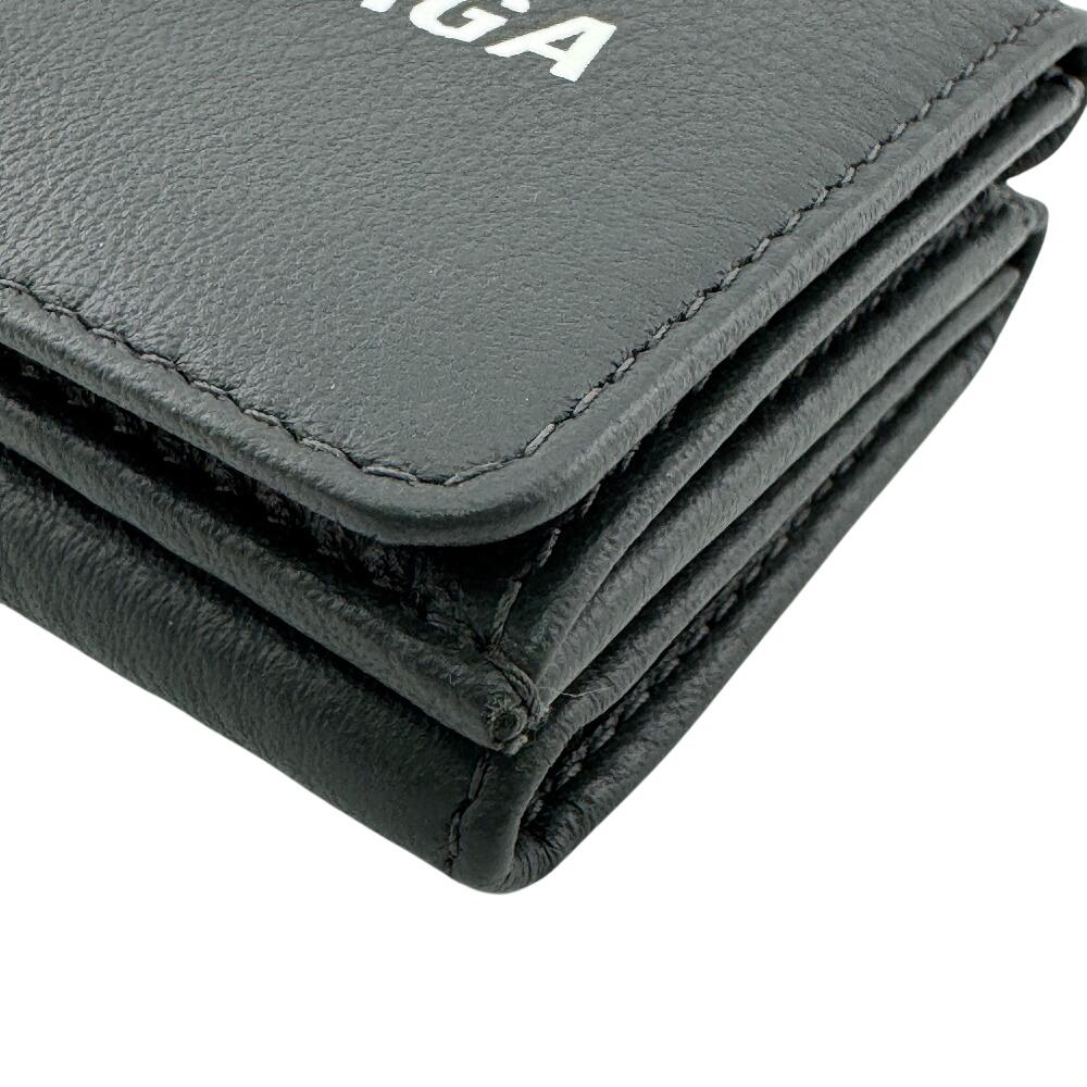 BALENCIAGA 551921 Compact wallet leather Every day Tri-fold wallet Dark gray leather Used