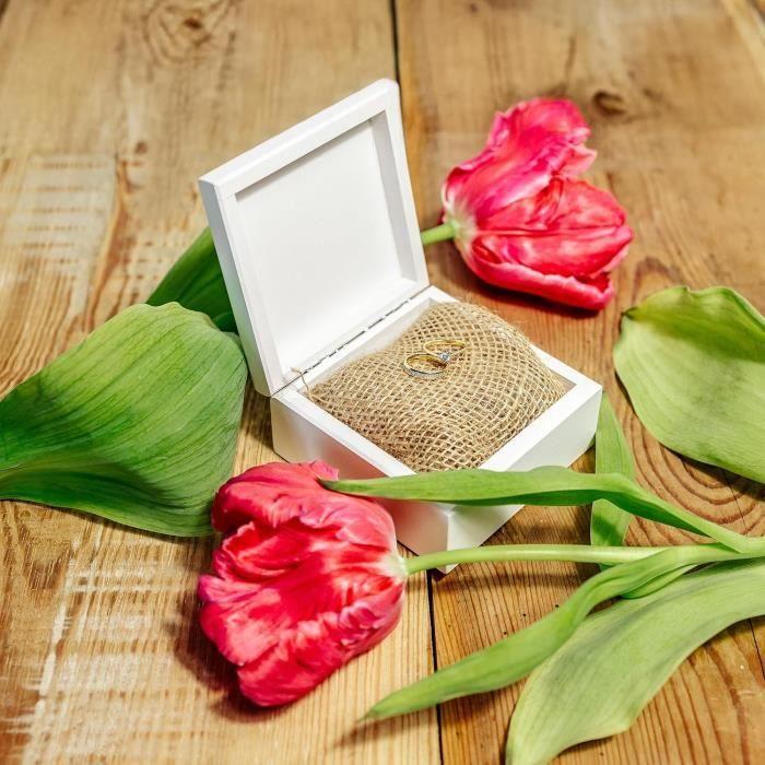 Creative Deco Petite Boîte en Bois avec Couvercle 10 x 10 x 5 cm | Coffret Souvenirs | Boîte à Bijoux | Boîte Cadeau | Blanc