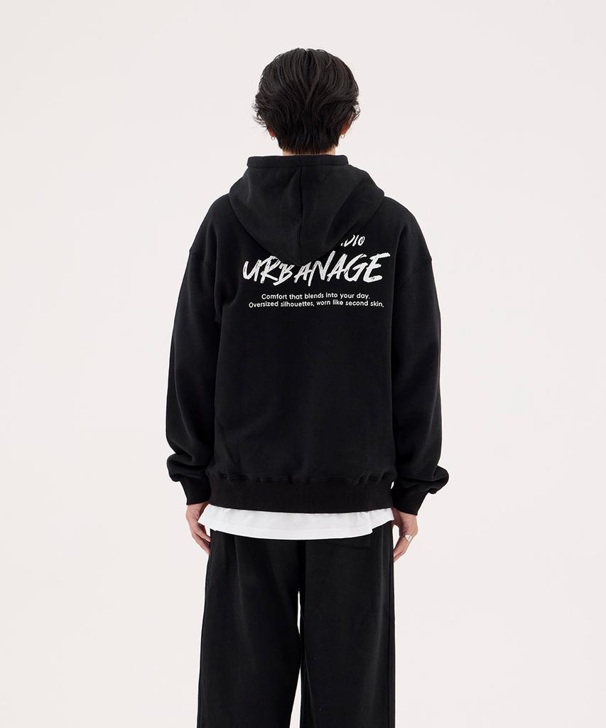 Urbanage Design Studio Logo Oversized Zip-Up Hoodie_Black