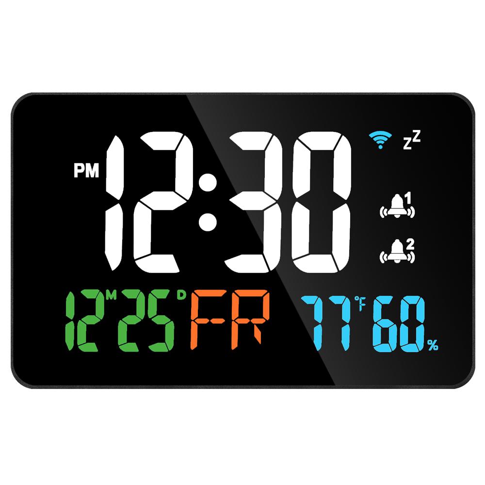

Tuya WiFi Desktop Clock Calendar Intelligent Thermometer Hygrometer with Digital LED Display Support WIFI Auto-Calibration белый