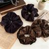 French Retro Leopard Print Large Scrunchie for Women, High-End Lazy Style Ponytail Holder, Hair Accessory