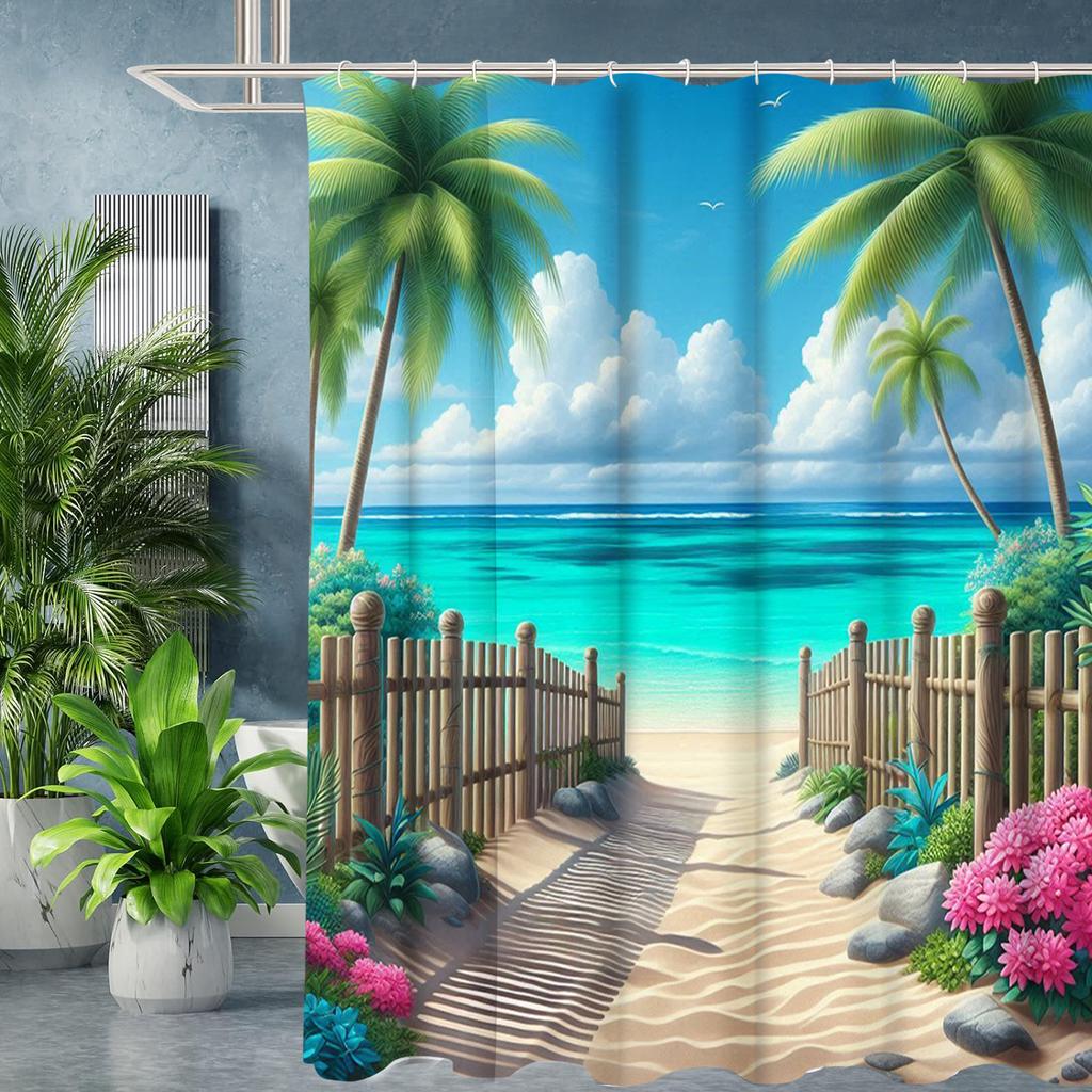 Beach Shells Pattern Bathing Curtain Bathroom Shower Curtain Waterproof With 12 Hooks Home Deco Free Ship