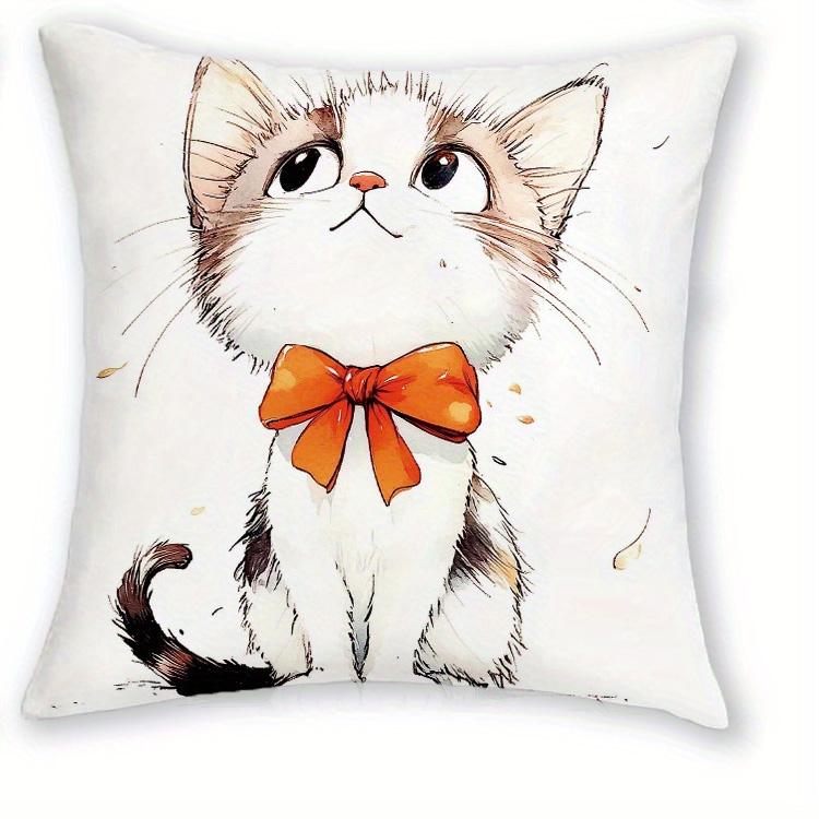 1/4pcs Cute Watercolor Cat Throw Pillow Covers Cartoon Kitten Cushion Cases for Home Sofa Bedroom Decor Cushion Cover