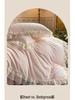 G5Z Princess Milk Velvet 4-Piece Set: Extra Thick French Lace Bedspread & Fitted Sheet