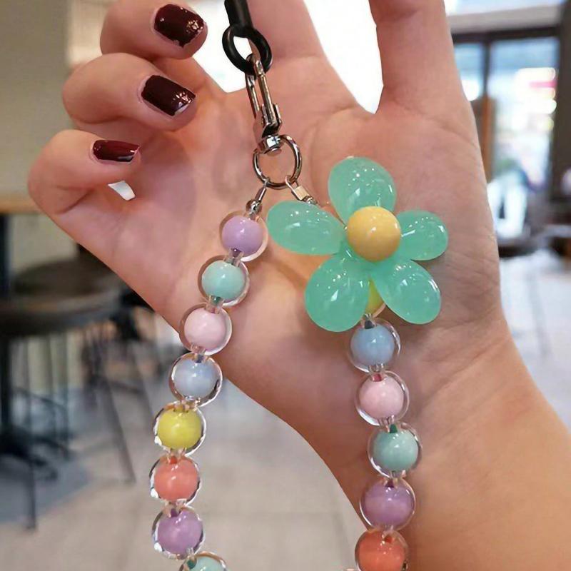 Multicolor Beaded Lanyard Handmade Flower Bead Phone Strap Bracelet Bag Pendant Keychain Inspired Summer Floral Bridesmaid Gifts Phone Charm