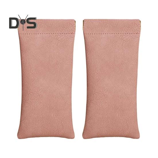 

2 шт. Чехол для солнцезащитных очков Мягкий автоматически закрывающийся стильный чехол из искусственной кожи с подкладкой против царапин Компактная сумка для очков Мешок для чистки экрана из микрофибры розовый