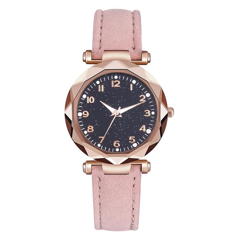 

Светящиеся часы Кварцевые Кожаный Матовый Ремешок Женские Повседневные Подарок Аксессуары розовый