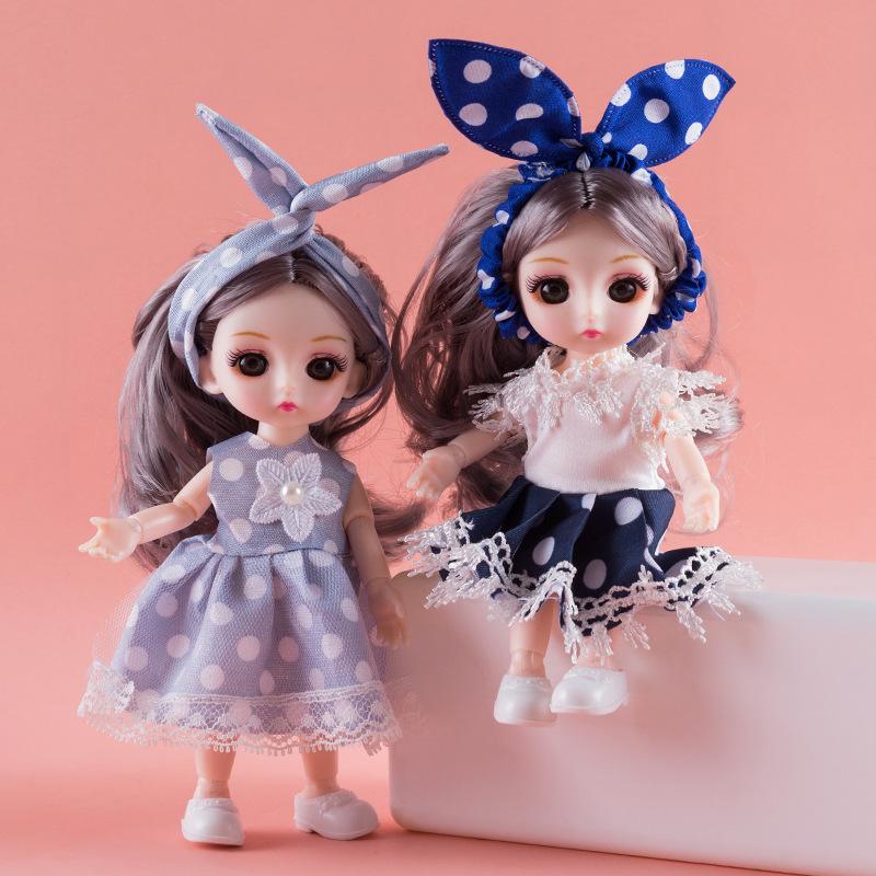 17CM Mini Bevegelig 13 Leddet Dukke Jenter Leketøy 3D Store øyne BJD Princess Full Drakter Kjoler Samling Barnedukkegave