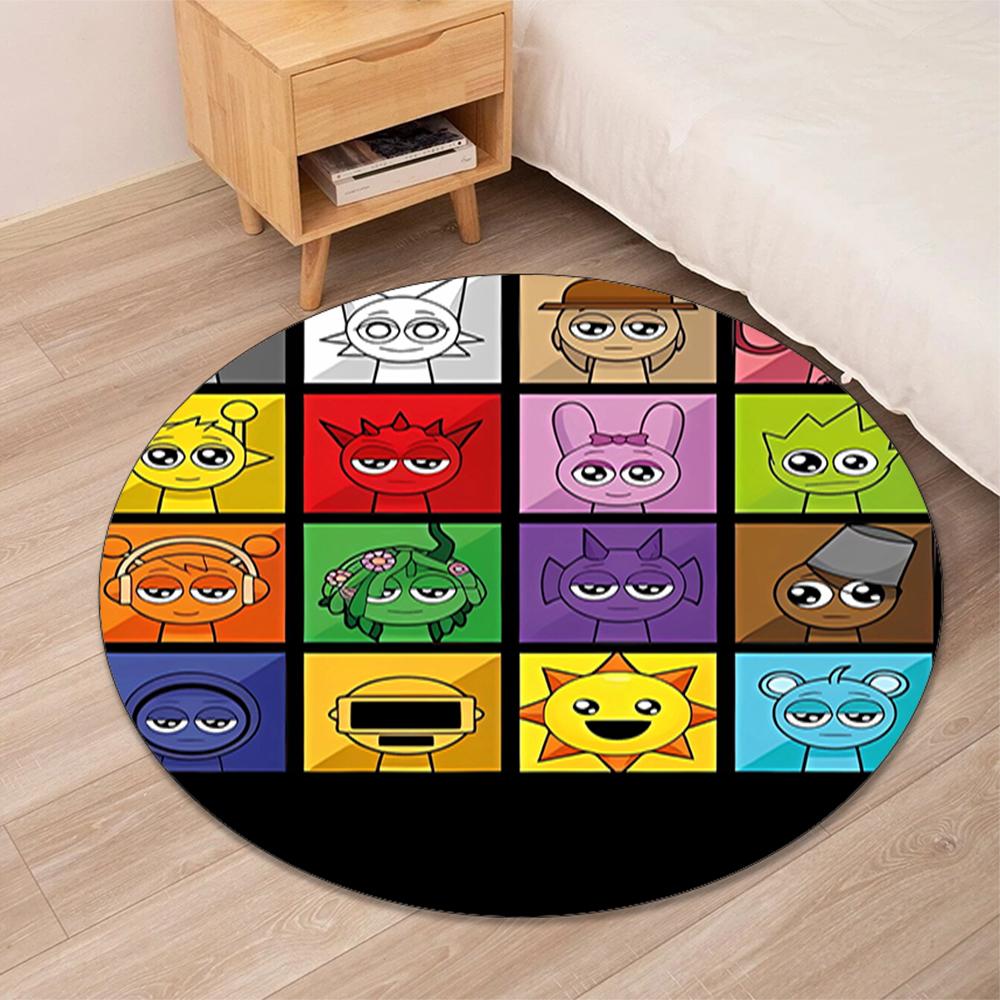 Sprunki Printed Round Rug Carpet Chair Rug Area Rug Entryway Doormats,for Office Chair Living Room Bedroom Kitchen Room.