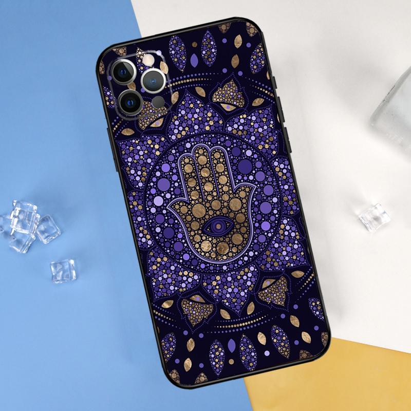 Hamsa Hand of Fatima Case For iPhone 16 15 13 12 11 14 Pro Max Mini Cover For iPhone 16 15 XR X XS Max Plus Phone Case