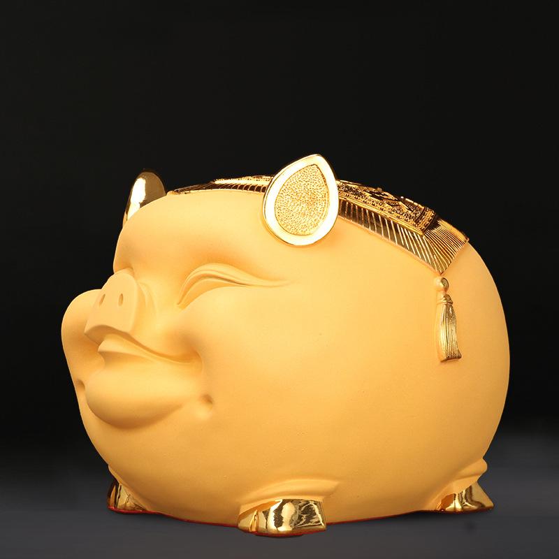 Golden Pig Ornaments Children's Gift Piggy Bank Resin Crafts Home Decoration Accessories Modern Shop Opening Gifts Lucky Pig