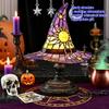 Halloween Witch Hat Lamp USB Powered Stained Glass Mood Light Creative Table Lamp Night Light Retro Home Bedroom Decoration