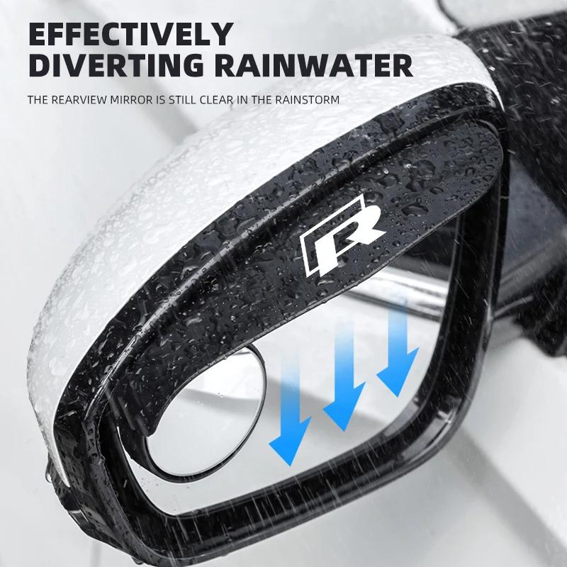 For VW Volkswagen Jetta MK5 Golf 2PCS Car Rearview Mirror Rain Eyebrow Visor Small Round Mirror For VW Volkswagen GTI R Rline Go