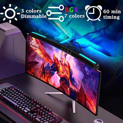 USB Stufenlos dimmbare Bildschirm-Hängeleuchte, Computer-Monitor-Lichtleiste mit gebogenem Bildschirm, RGB-Hintergrund, Atmosphäre, Augenpflege, Schreibtischlampe