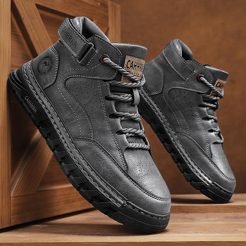 

The same large-size men s shoes fashion men s short boots hand-stitched Martin boots leather boots flat-bottomed lace-up casual shoes 44