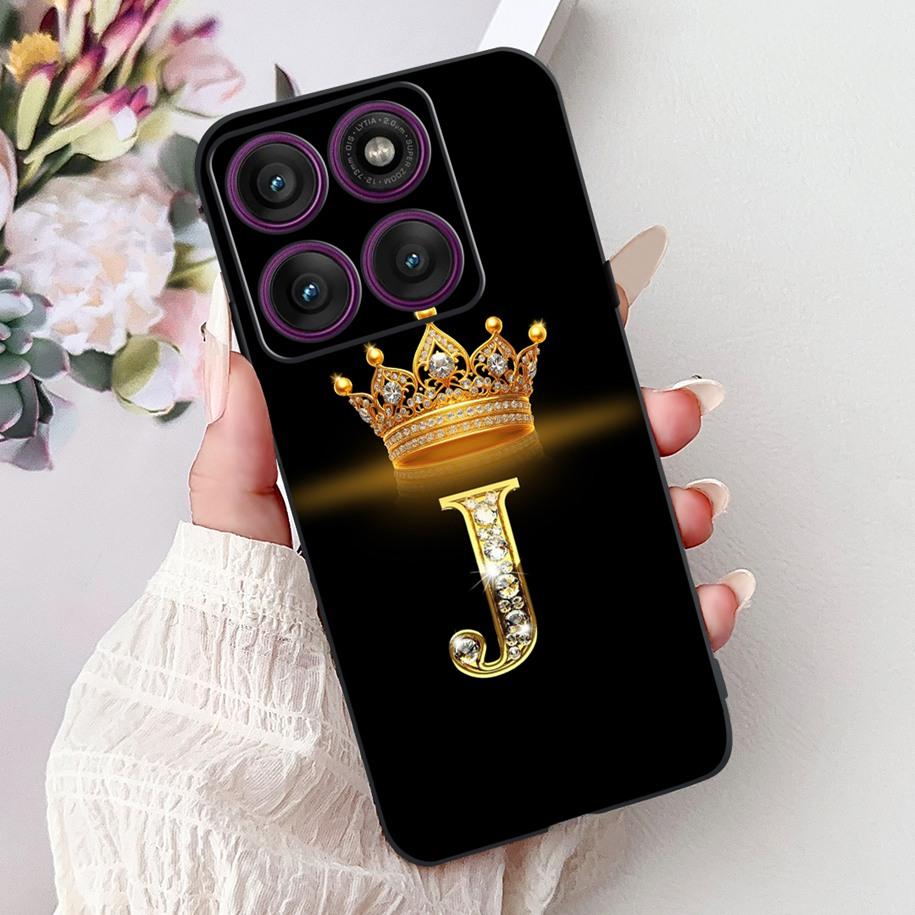 For Motorola Edge 60 Pro Case 2025 Luxury Crown Letters Soft Silicone Black Phone Cover For Moto Edge 60 Fusion 60s Edge60 Funda