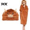 Animal Themed Blanket Wearable Hoodie, Adults Oversized Fleece Sweatshirt Lightweight Warm Sleepwear, Halloween Cosplay Costume Plush Hooded