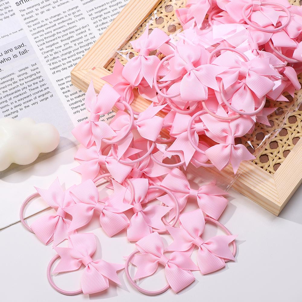 20Pcs/lot Girls Ribbon Hair Bows Rubber Band Kids Lovely Cheer Bowknot Hairband Boutique Children Headband headdress BABY BOWS
