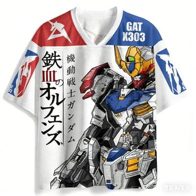 Fashion Gundam Barbatos Graphic Jersey Short Sleeve Mobile Suit Gundam Iron-Blooded Orphans Anime Mecha Fan Tee Casual Streetwear