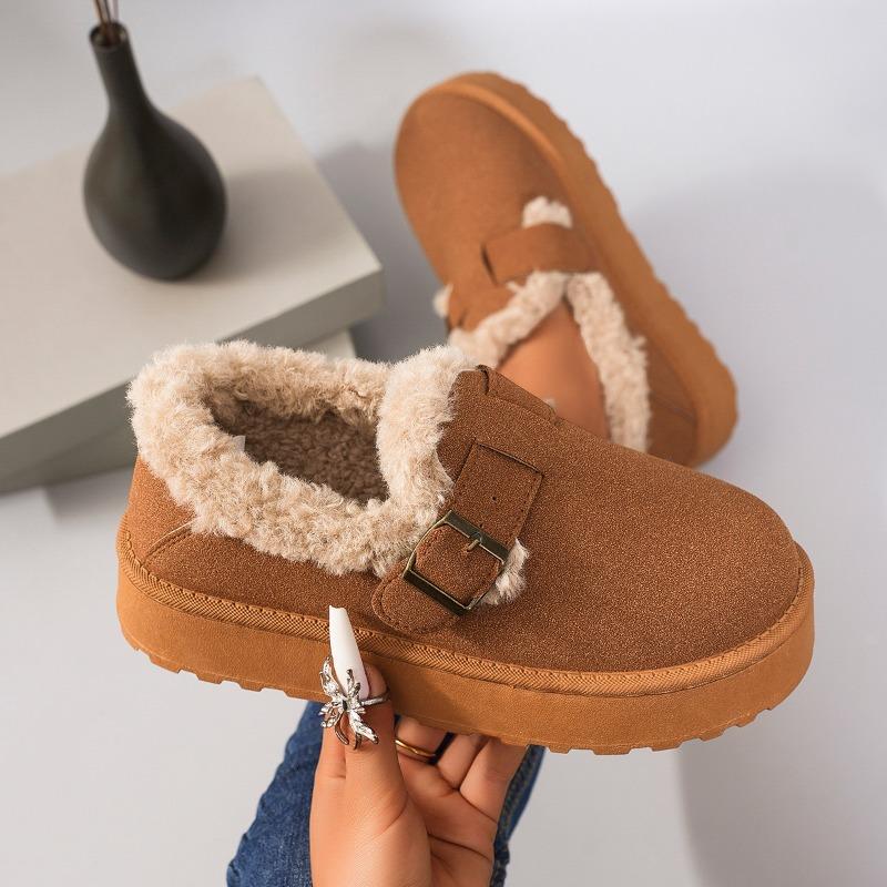 New Winter Retro Women Snow Warm Suede Leather Lazy Loafers Boots Shoes Woman Lady Female Flat Bottine Boots Zapatos Mujer