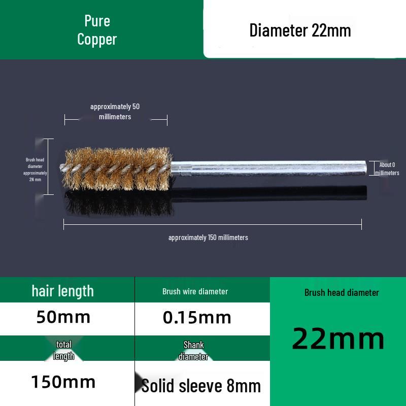 Industrial Rust Removal and Polishing Brush with Handle - Stainless Steel and Copper Wire for Inner Hole Sanding