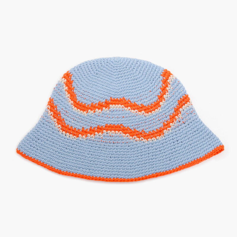 Женская хлопковая двуцветная панама с дизайном в виде волн black