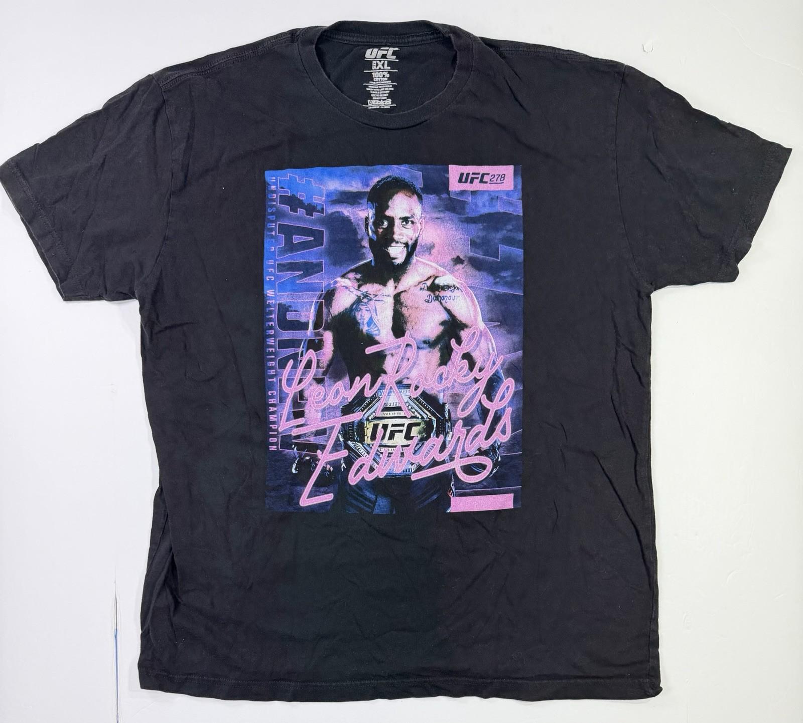 UFC 278 Leon Rocky Edwards Champion T Shirt Mens XL Black Unisex T-Shirt S