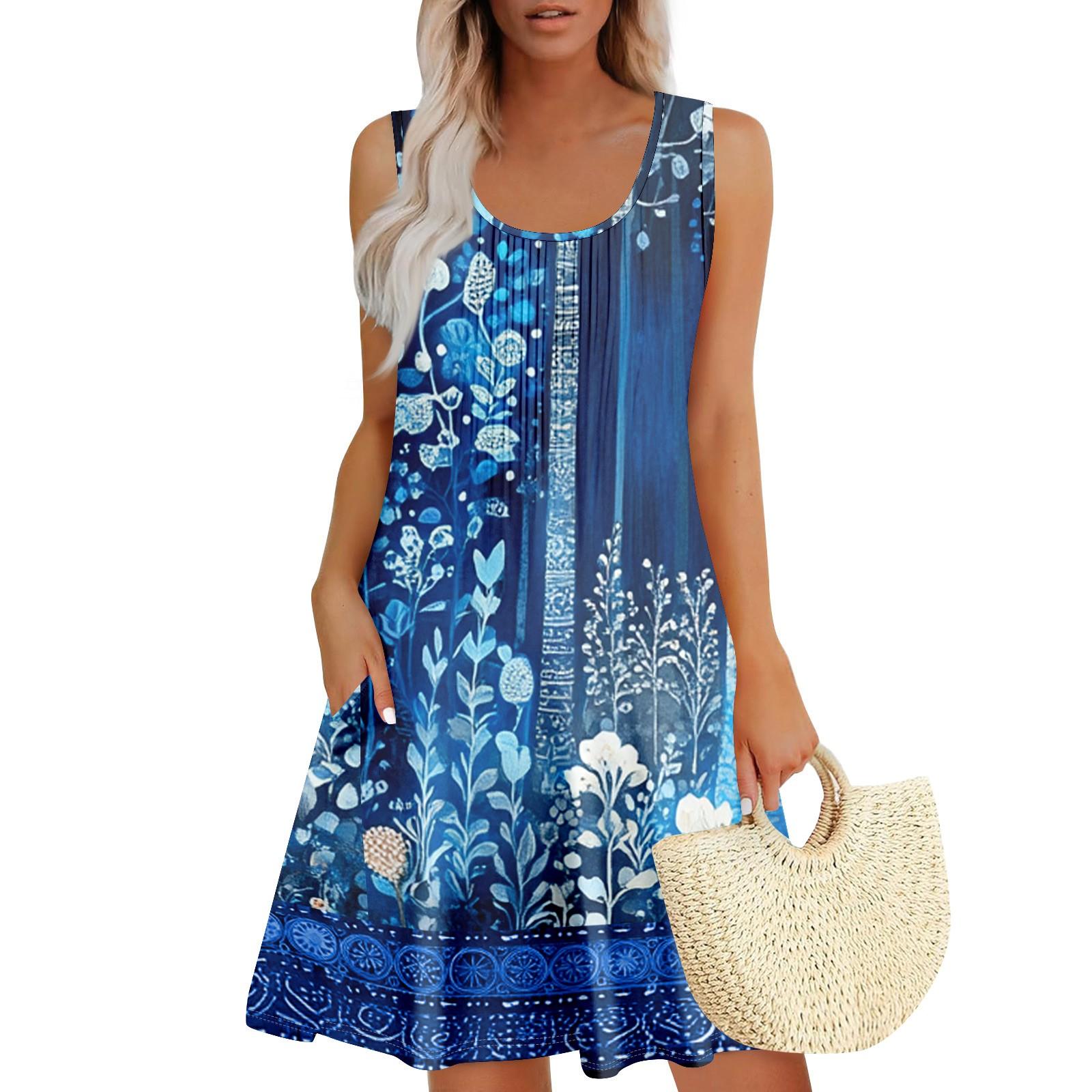 

Женский повседневный сарафан с карманами, летнее пляжное платье в стиле бохо, праздничные платья для женщин, платья-майки L