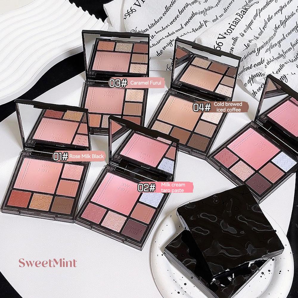 Gradient eyeshadow palette, atmosphere, eyeshadow, high-gloss, repairing blush, all-in-one multi-function integrated palette