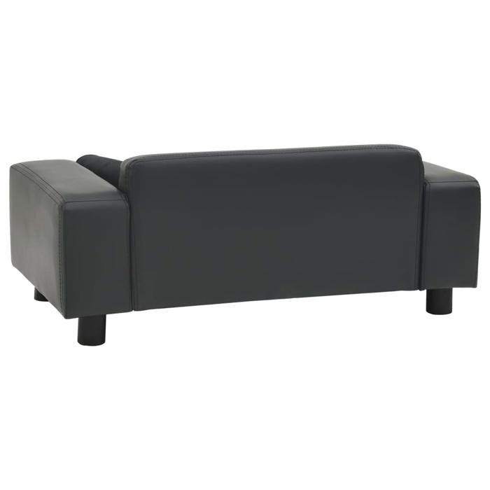 Canapé pour animal de compagnie - vidaXL - Gris foncé - 81x43x31 cm - Similicuir - Peluche douce