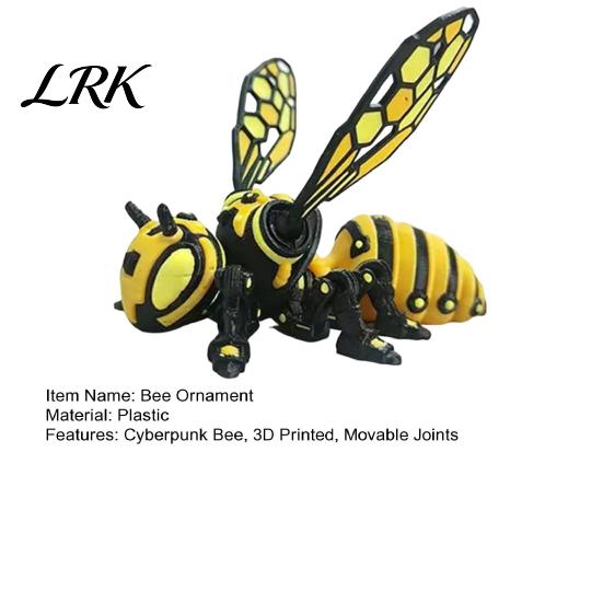 Articulated Bee Figurine 3D Printed Cyberpunk Figurine, Movable Joints Mechanical Hornet Ornament, Wasp with Fidget Toy, Stress Relief Insect