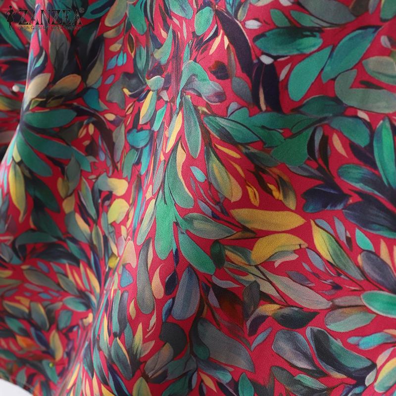 ZANZEA Women Loose Round Neck 3/4 Sleeve Casual Print Blouse