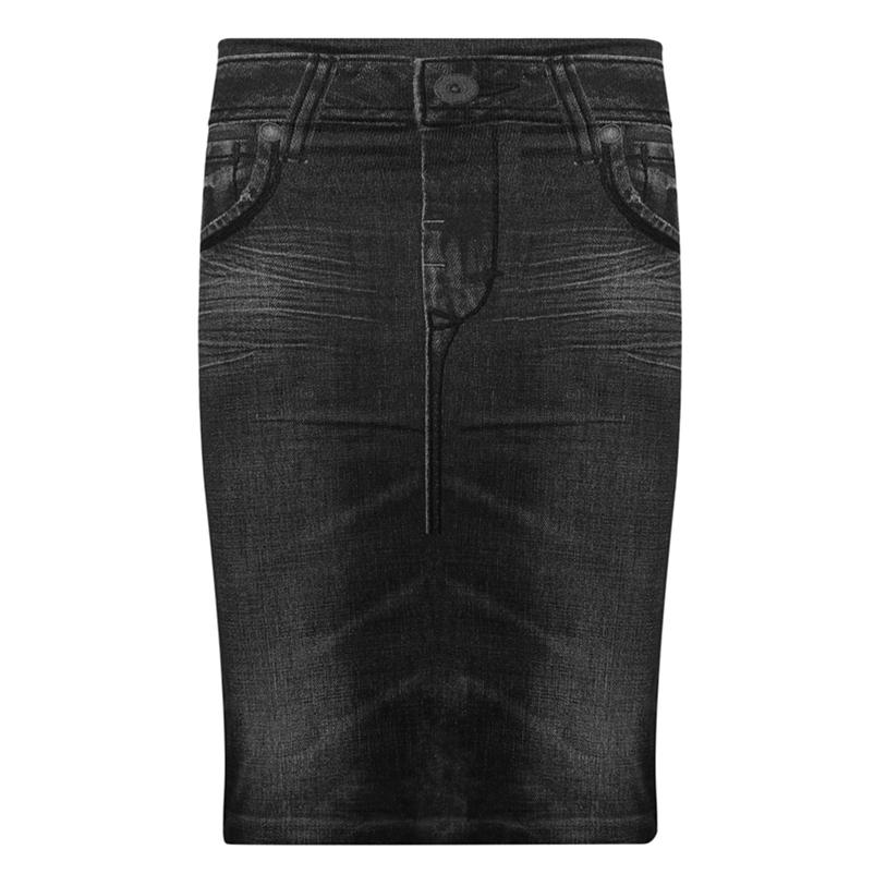 

Женские мягкие эластичные повседневные бесшовные эластичные джинсовые мини-юбки с высокой талией 3XL чёрный