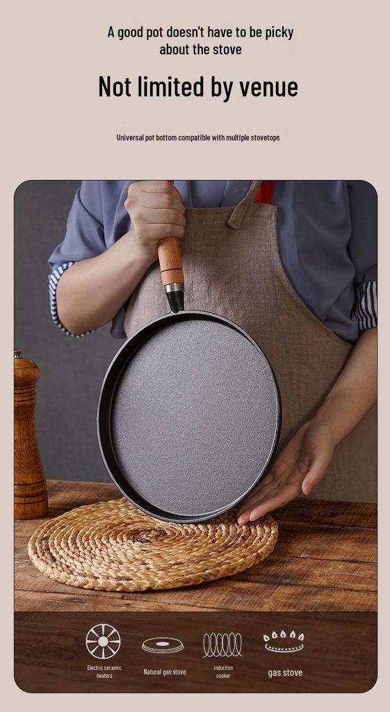 Thickened Cast Iron Non-Stick Flat Pan for Pancakes