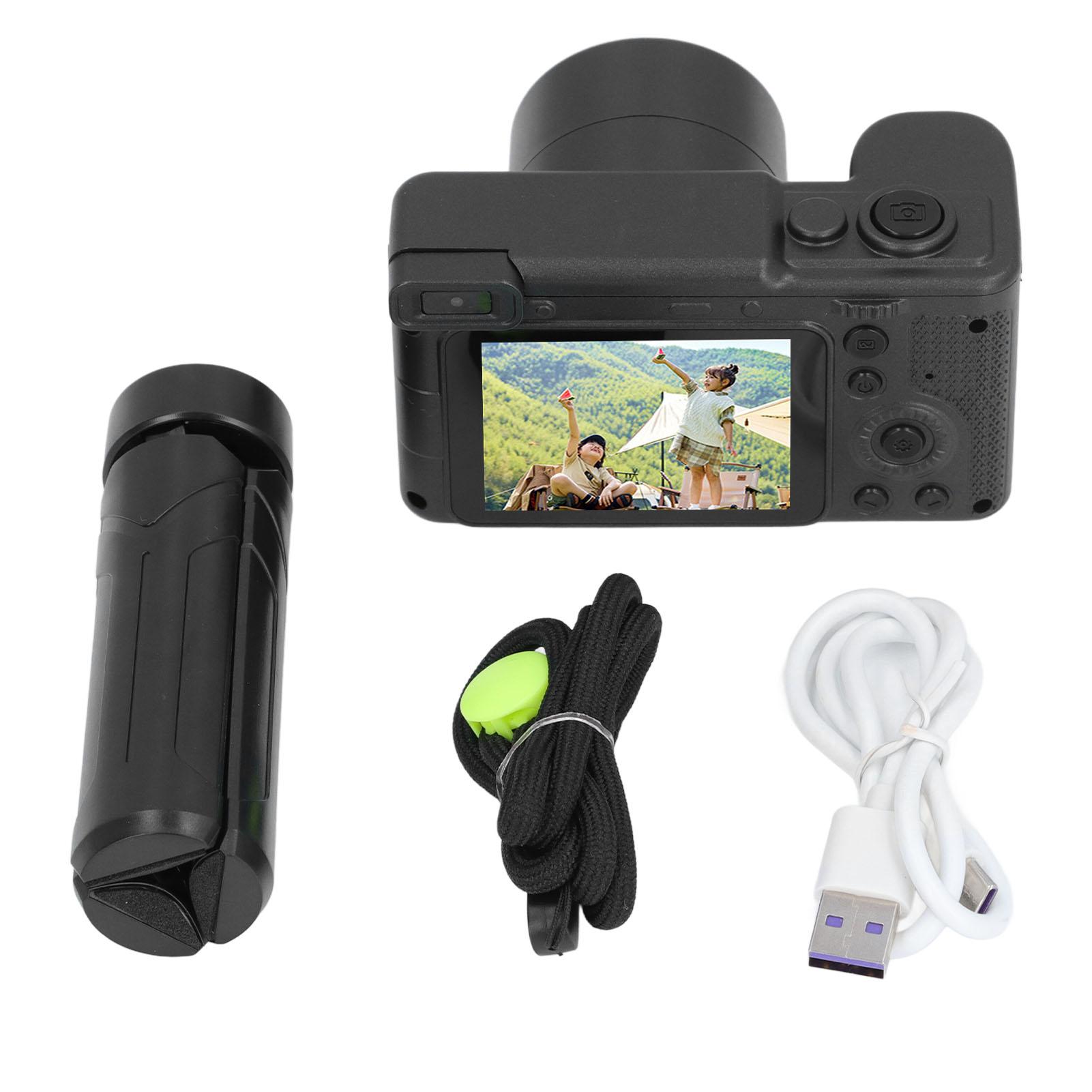 

2.4in Digital Camera IPS Screen 8X Zoom High Definition Front and Rear Dual Lens Autofocus Vlogging Black
