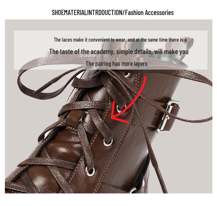 Women's Retro Thick-Sole Round-Toe Leather Knight Boots, Chunky Heel, Plus Velvet, Western Cowboy Style, Sizes 34-47