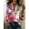 The Ladies' Watercolor Print Buttoned Blouse Is Suitable for Full-body Prints, Lapel Blouses, and Is Suitable for Casual Wear and Office Attire.