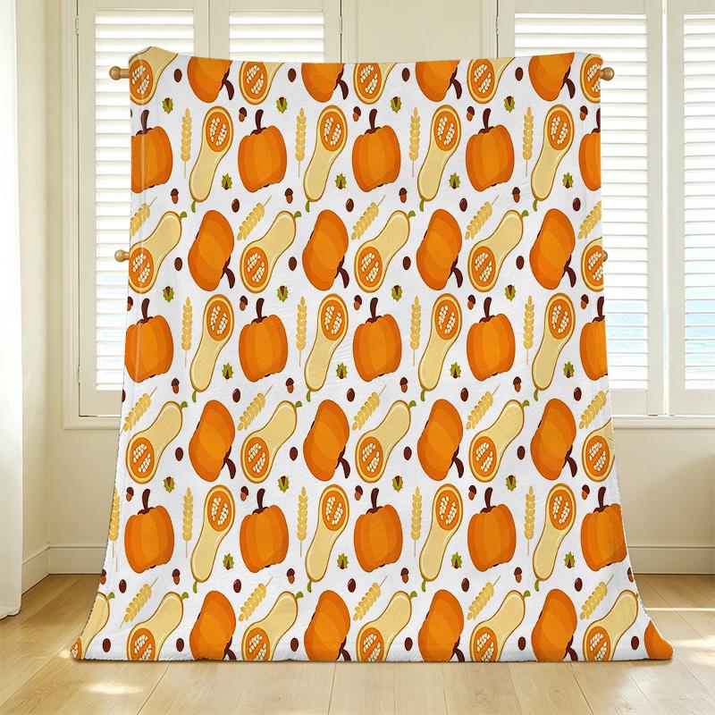 Lightweight Flannel Fleece Throw Blanket | Pumpkin Series Soft Warm Cozy Blanket for Home, Couch & Nap