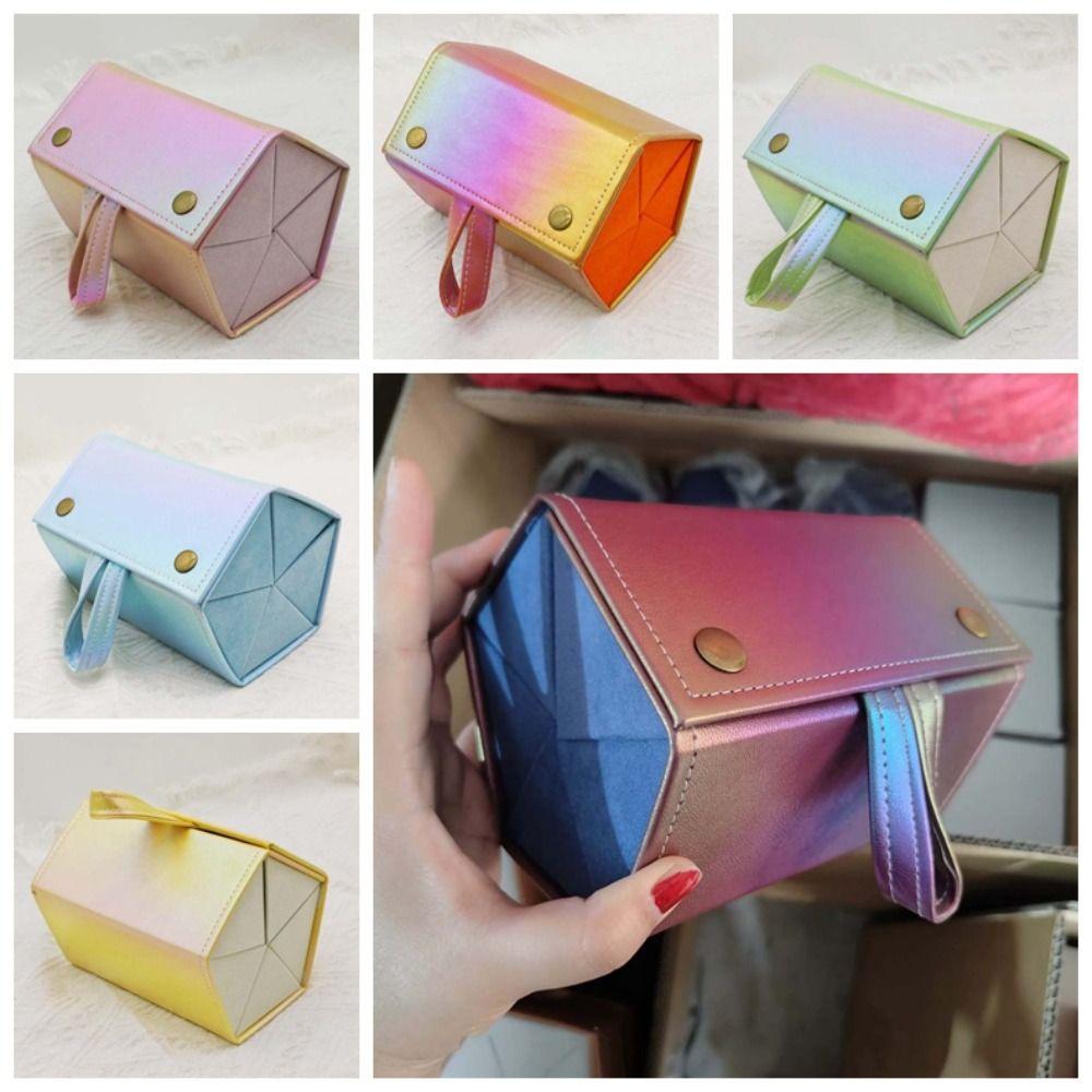 Magnetic Button Five Lattice Glasses Storage Box Portable Glasses Protective Case Work