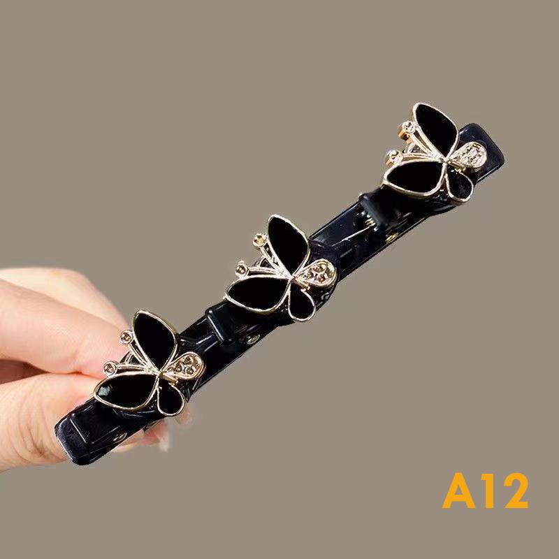 Sparkling Crystal Stone Braided Hair Clips Double Bangs Braided Barrettes Hairpins Women Girls Headwear Hair Styling Accessories