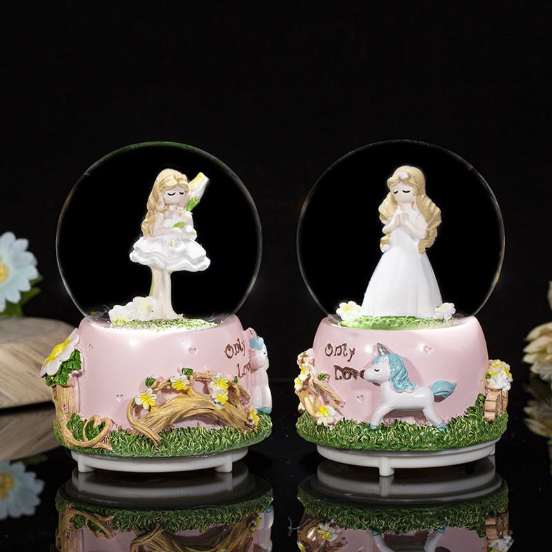Prayer Crystal Girl Ball Music Box Room Decorated With Nightlights Aaa Battery