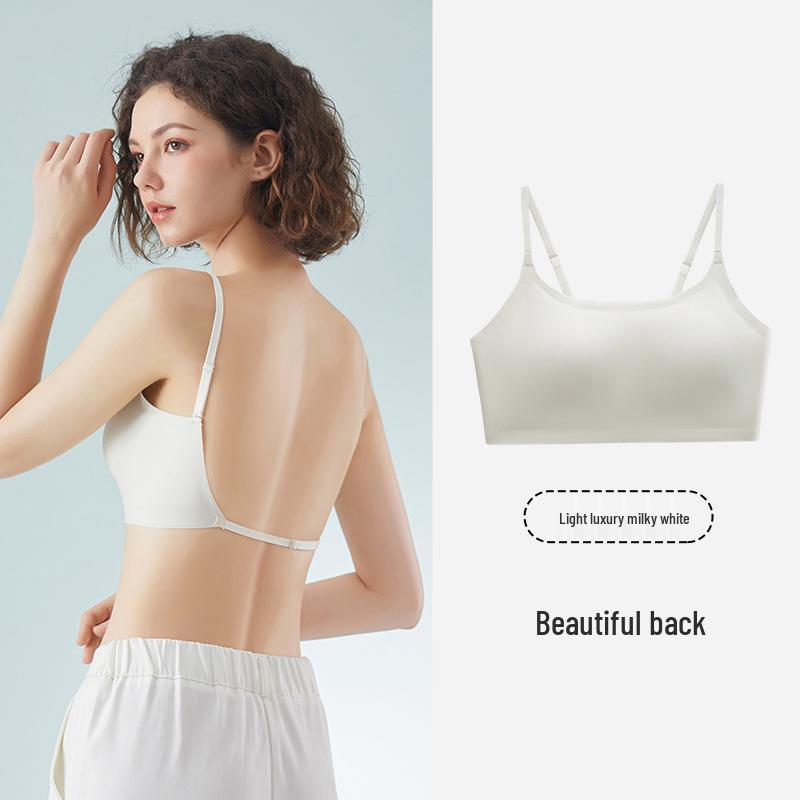 Dámská bezešvá tílka z ledového hedvábí v japonském stylu s prsními vycpávkami - U-střih, bez zad