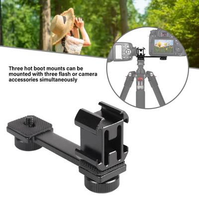 Soporte de montaje para flash Adaptador de zapata 3 en 1 Accesorio multifuncional para cámara Soporte de extensión Soporte para micrófono