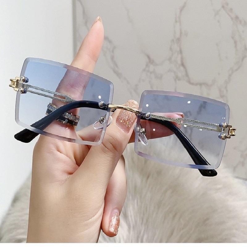 Gradient Pink Stylish Women Sun Glasses Square Retro Decorative Sun Shades Outdoor Travelling UV Protection Sunglasses