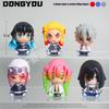 6Pcs Q Version Animation Anime  Figurine Sitting Tanjiro Rengoku Nezuko Mitsuri Car Ornament Anime Collectible Model Toy